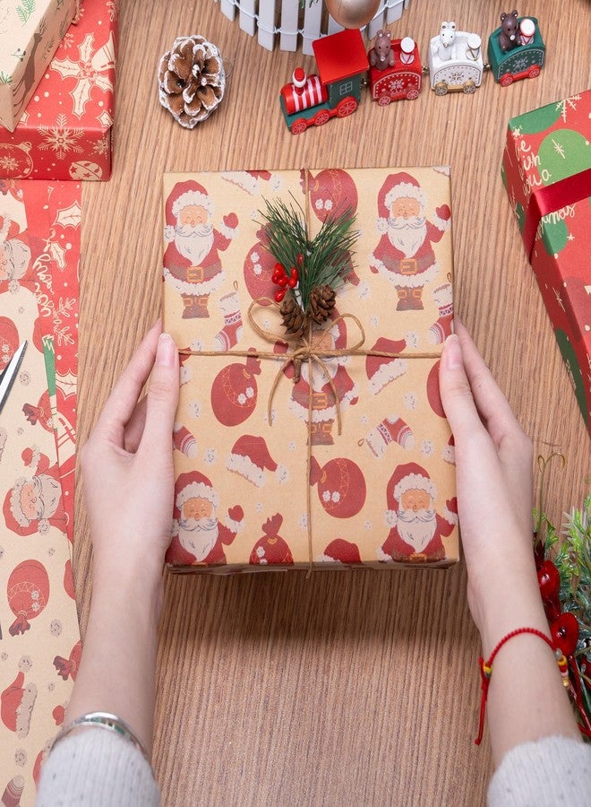 Rancco Christmas Wrapping Paper, 6 Sheet Wrapping Paper Set with Santa Claus, Snowmen, Reindeer, Christmas Paper for Xmas Winter Holiday New Year Party Decoration, 27.5x19.7inch - Image 5